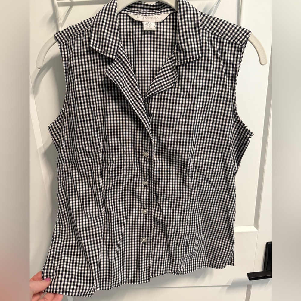 Vintage Petite Sophisticate Brand Fitted Gingham Shirt, size 2P